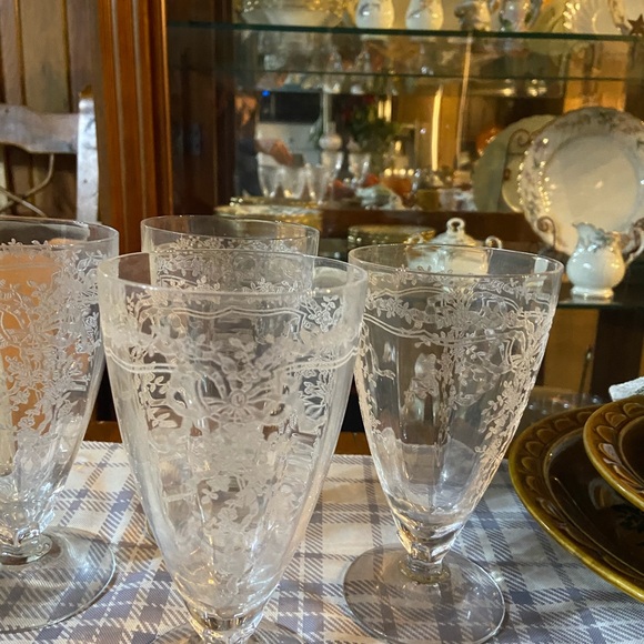 Vintage retired Fostoria June iced tea footed glasses
